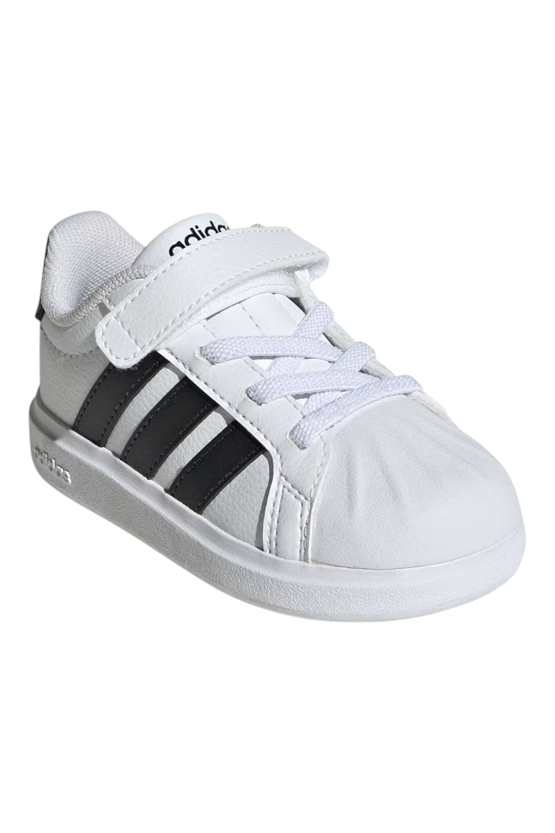 Sporline adidas Streettalk EL I beyaz suni deri çocuk günlük ayakkabı, siyah detaylı cırt cırtlı tasarım