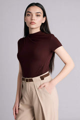 Defacto Kadın Short Sleeve T-Shirt E7016AX - Kahverengi