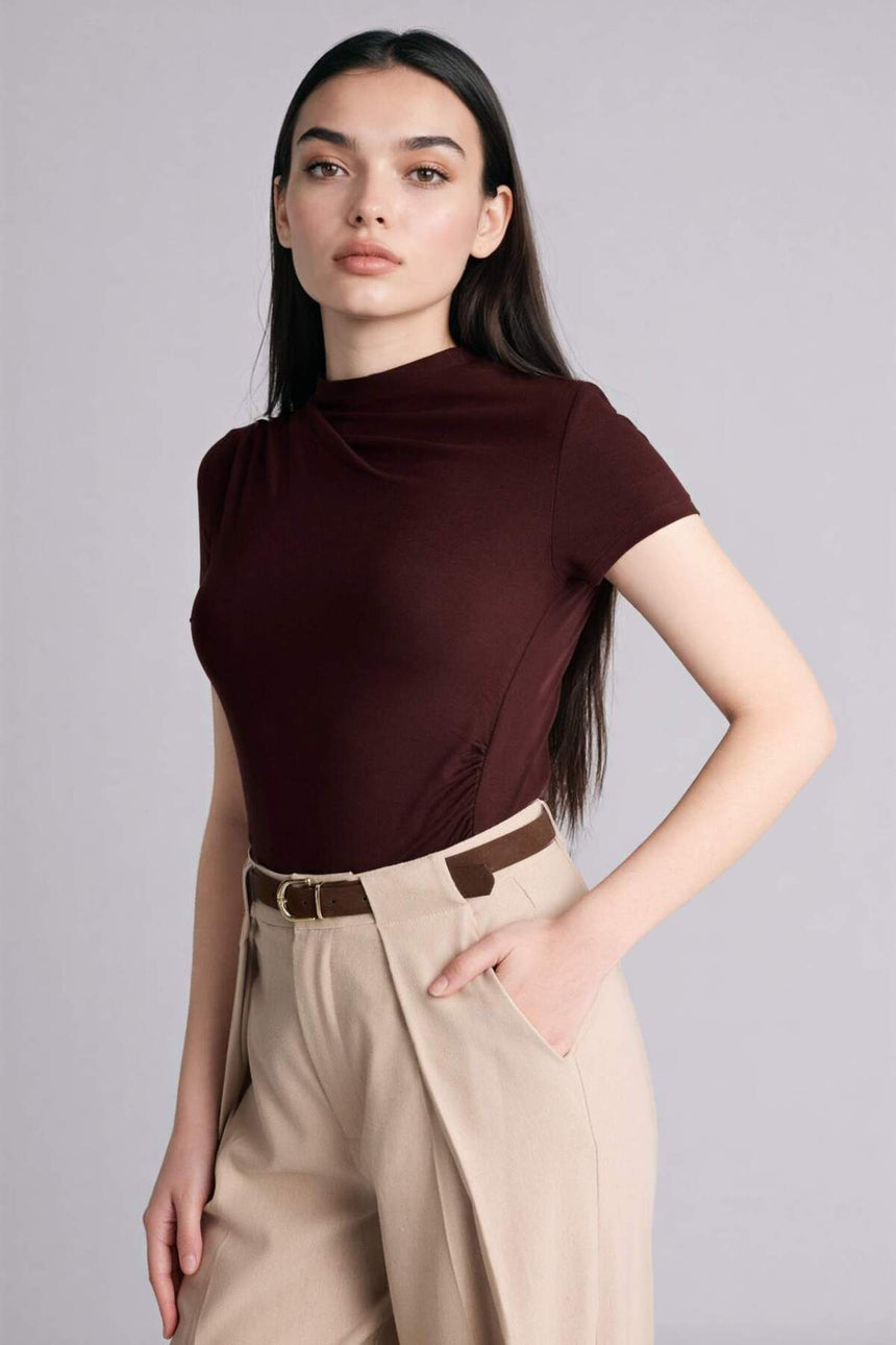 Defacto Kadın Short Sleeve T-Shirt E7016AX - Kahverengi