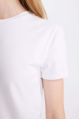 Defacto Kadın Short Sleeve T-Shirt Z8790Az - Beyaz