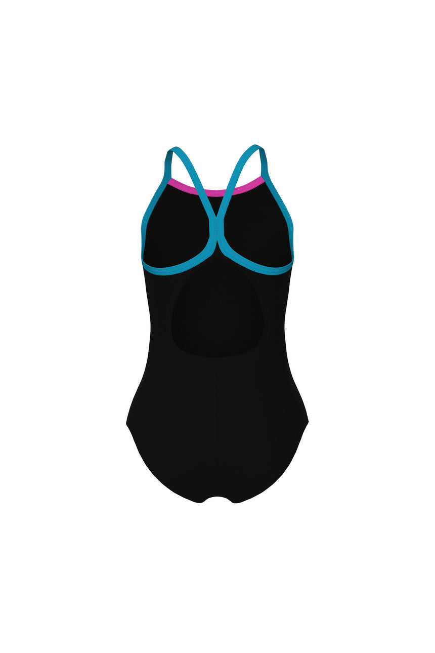 ARENA GIRL'S ARENA SWIMSUIT LIGHT DROP SOLID 005919589 - Siyah/Pembe