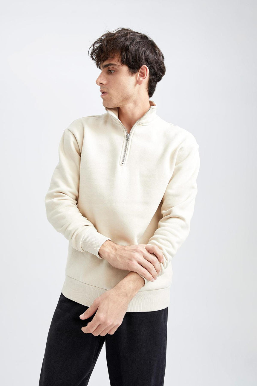 Defacto Erkek Sweat Shirt X7405AZ - Kahverengi / Kum Beji