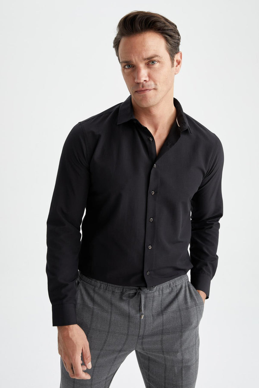 Defacto Erkek Long Sleeve Shirt R4340Az - Siyah