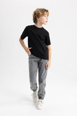 Defacto Çocuk Short Sleeve T-Shirt K1687A6 - Siyah