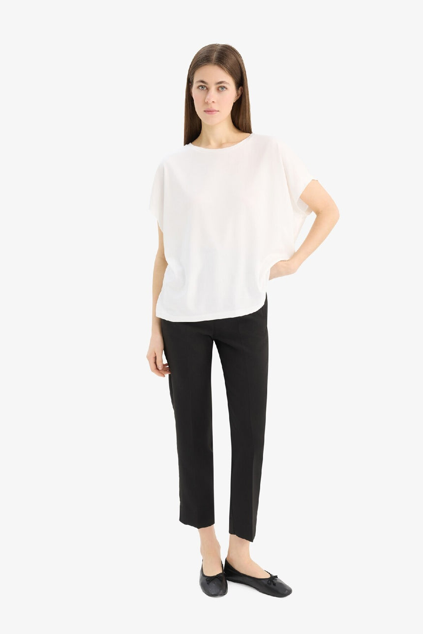 Defacto Kadın Short Sleeve T-Shirt C8807Ax - Ekru