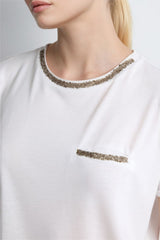 Defacto Kadın Short Sleeve T-Shirt K7701AZ - Ekru