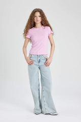 Defacto Kadın Short Sleeve T-Shirt K7064AZ - Açık Pembe