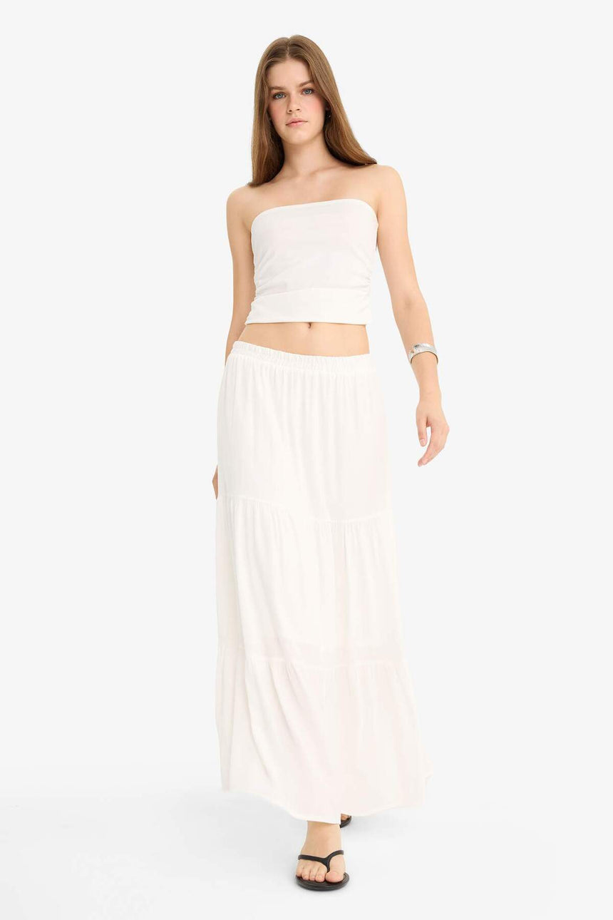 Defacto Kadın Woven Skirt D5033Ax - Kırık Beyaz