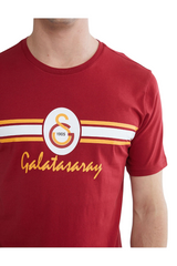 Sporline LC Waikiki kırmızı Galatasaray baskılı erkek kısa kollu pamuklu pijama üstü