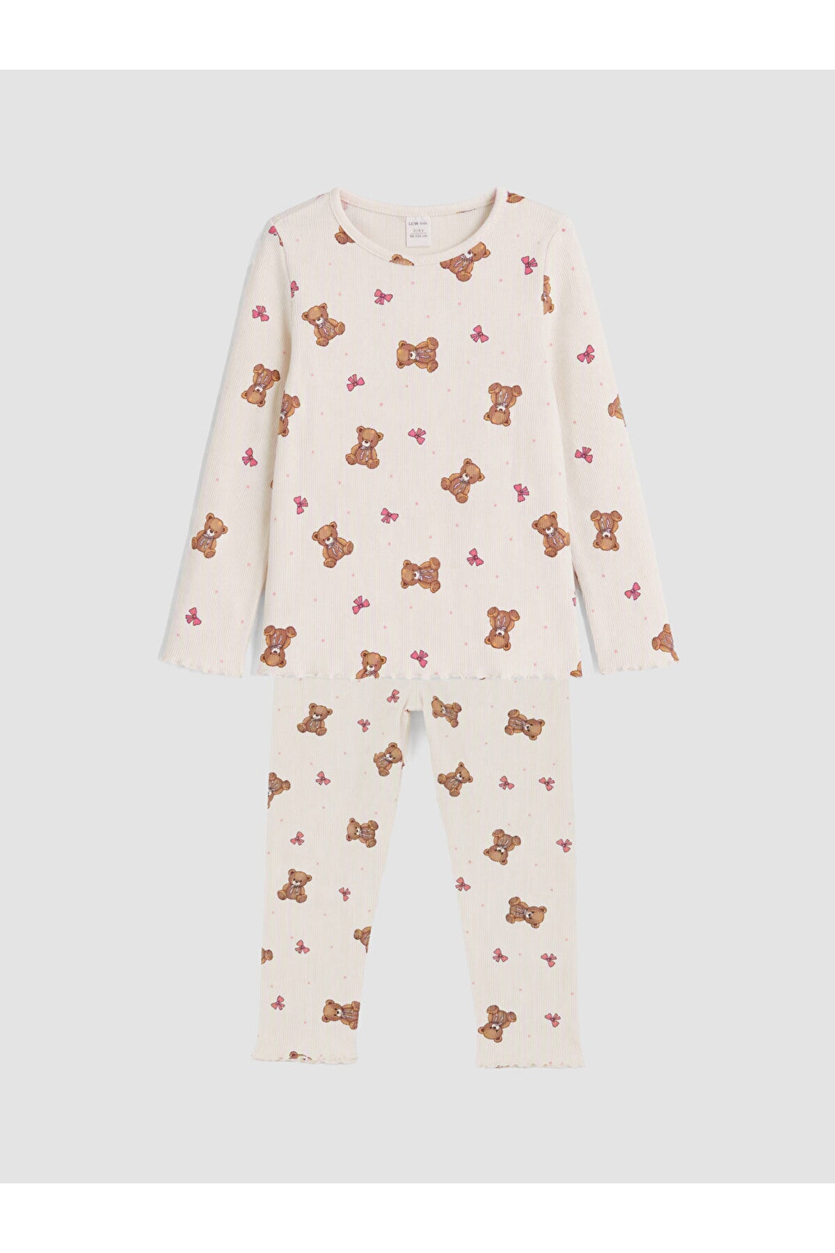 LC Waikiki Kız Çocuk Fırfırlı Pijama Takımı W6M023B1 - Krem