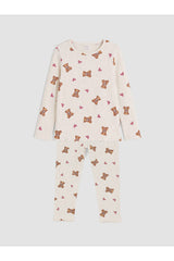 LC Waikiki Kız Çocuk Fırfırlı Pijama Takımı W6M023B1 - Krem
