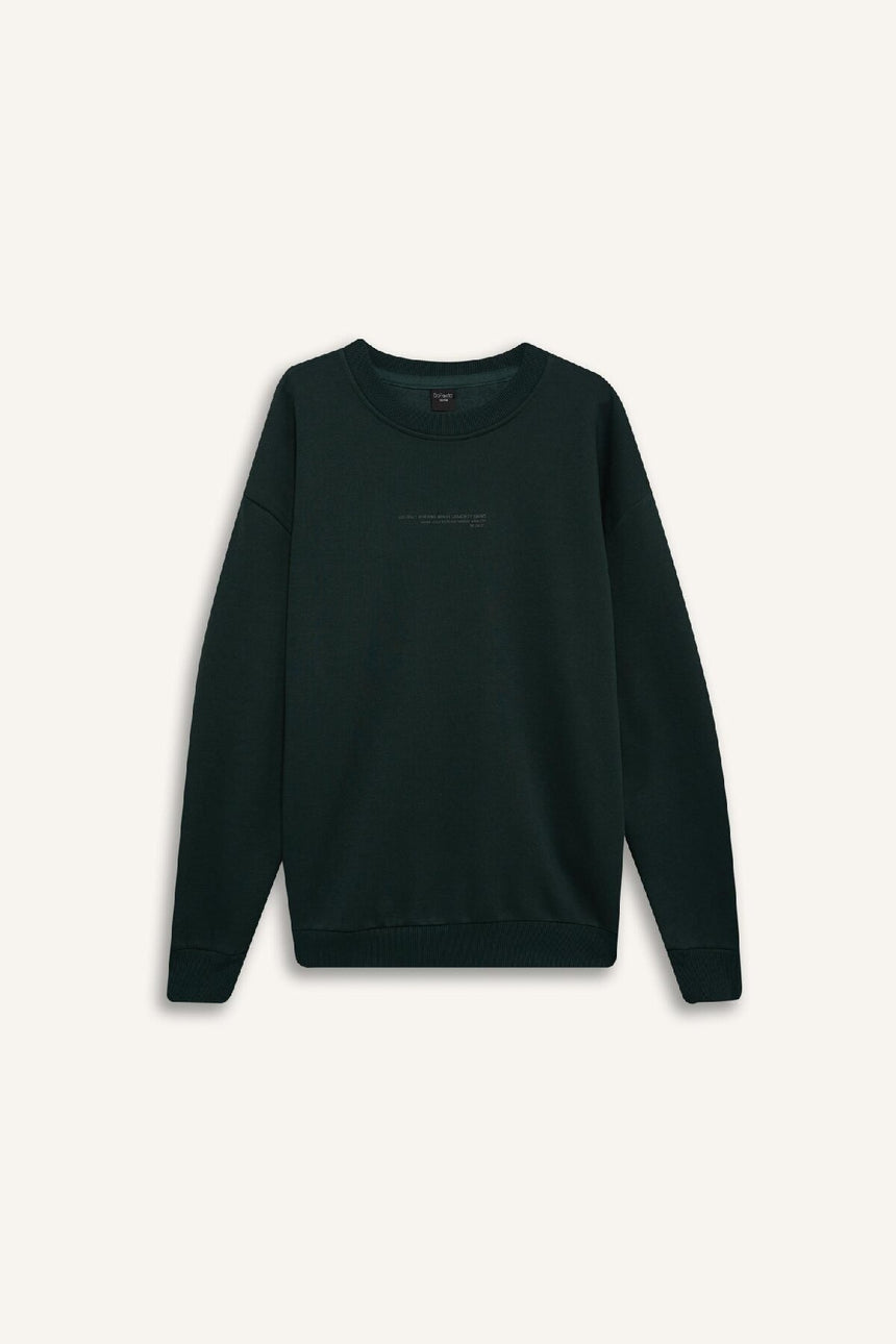 Defacto Erkek Sweat Shirt X8282Az - Koyu Yeşil