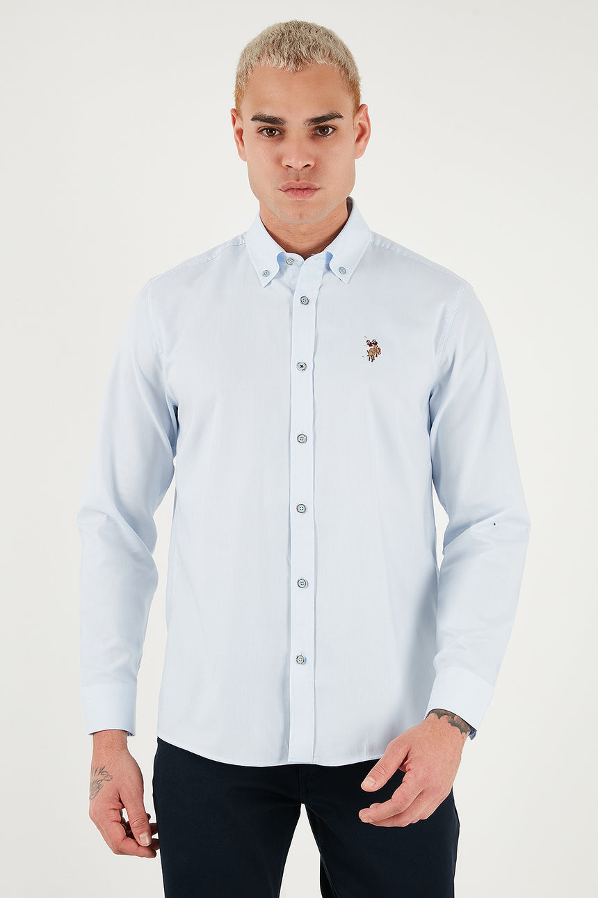 US POLO ASSN ERKEK Dokuma Gomlek G081SZ004 - AÇIK MAVİ