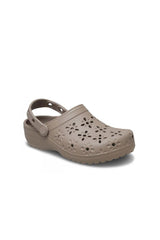 Crocs Unisex Floral Cut Out Clog CR3038 Terlik - Gri Kahverengi
