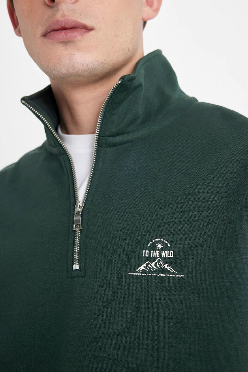Defacto Erkek Sweat Shirt C6132AX - Koyu Yeşil