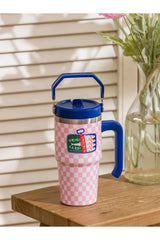 LC Waikiki Home Damalı Desenli Çelik Termos Kupa S6FH64B8 - Karışık