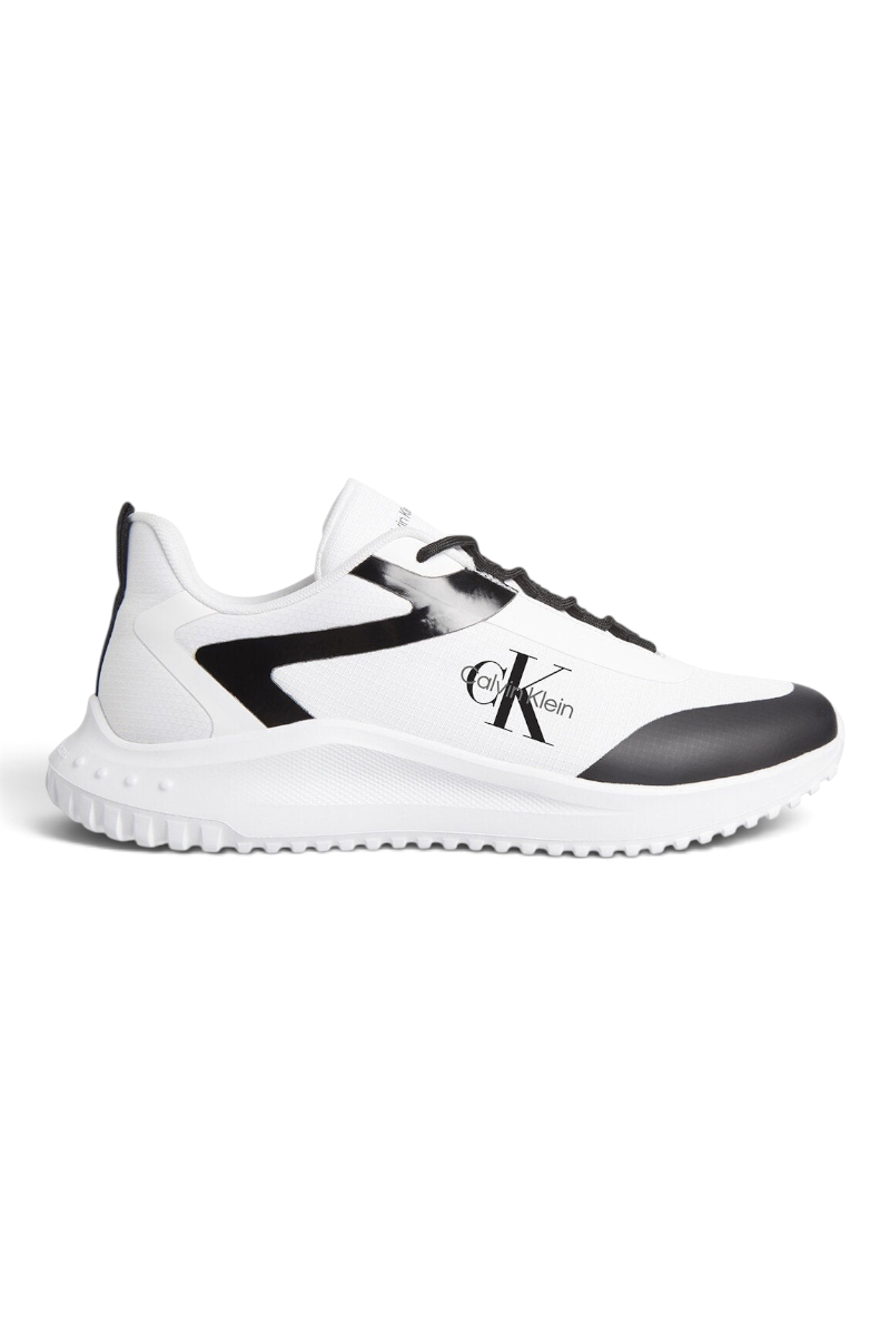Sporline Calvin Klein beyaz erkek günlük spor ayakkabı, yan kısımda siyah logo detaylı modern tasarım