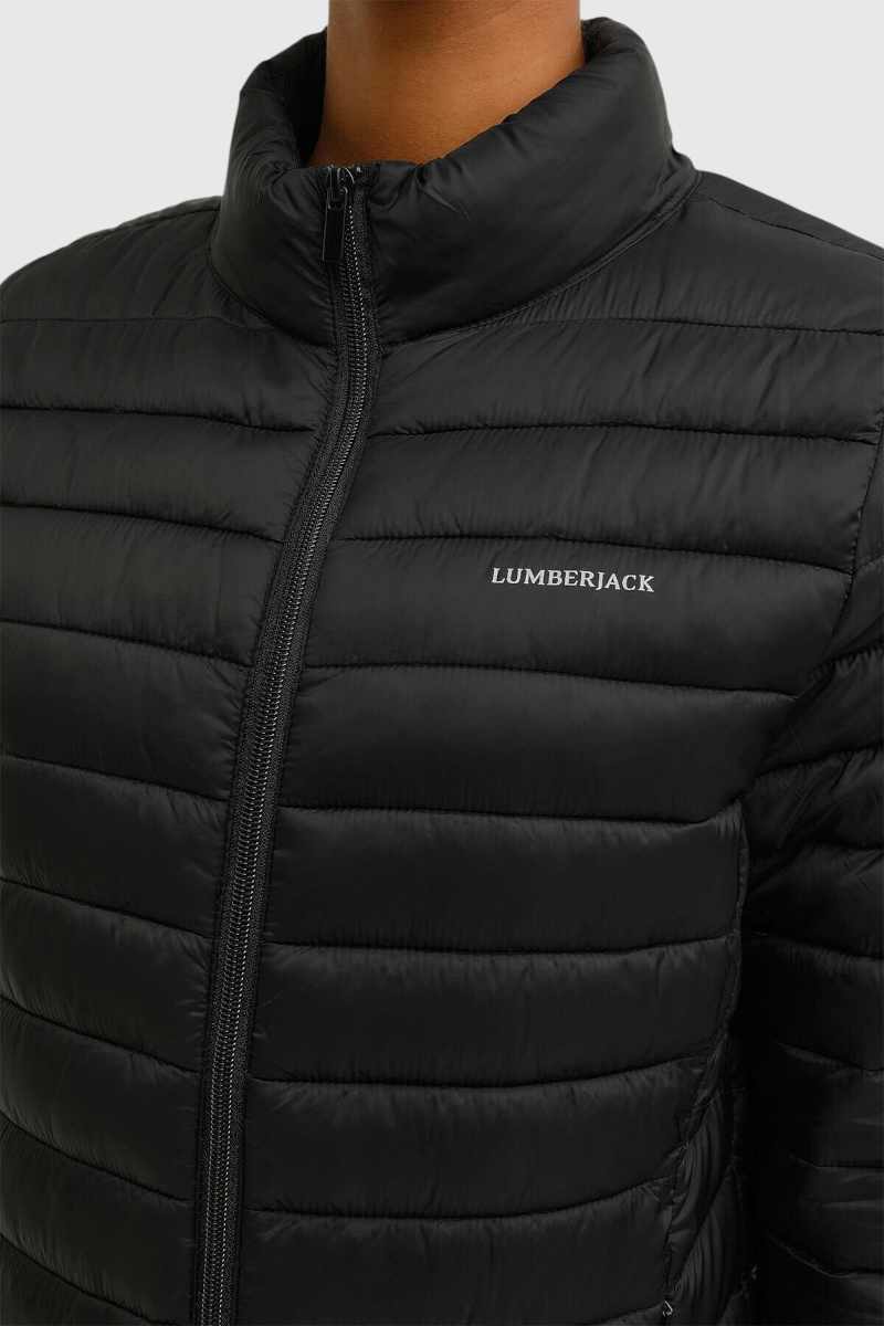 Sporline Lumberjack siyah renkli, slim fit kesim, fermuarlı ve dolgulu kadın montu