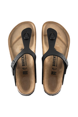 Sporline Birkenstock Gizeh siyah süet kadın parmak arası terlik, anatomik mantar tabanlı tasarım