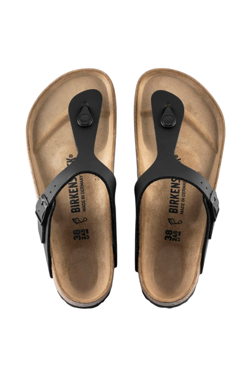Sporline Birkenstock Gizeh siyah süet kadın parmak arası terlik, anatomik mantar tabanlı tasarım