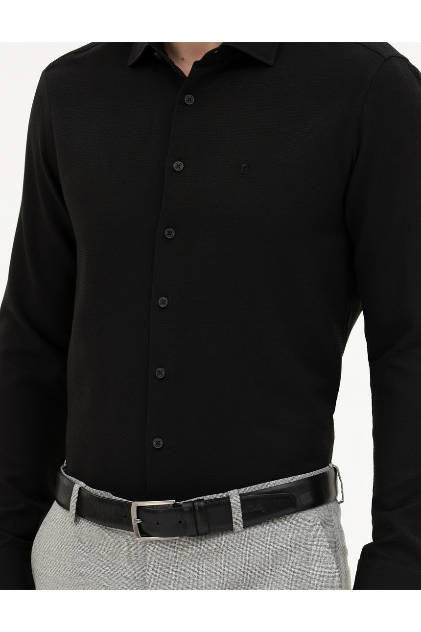 pierre cardin erkek dokuma gömlek 1833420 - Siyah