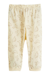 Sporline LC Waikiki çocuk pijama altı, kırık beyaz renkli, dinozor desenli, %100 pamuklu rahat ev giyim pantolonu