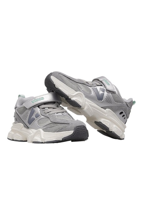 Sporline Vicco gri suni deri erkek sneaker, cırt cırtlı ve kalın tabanlı spor ayakkabı modeli.