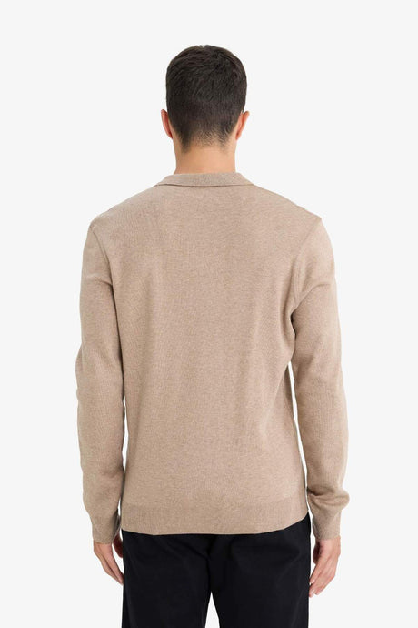 Defacto Erkek Pullover B9713AX - Açık Kahve