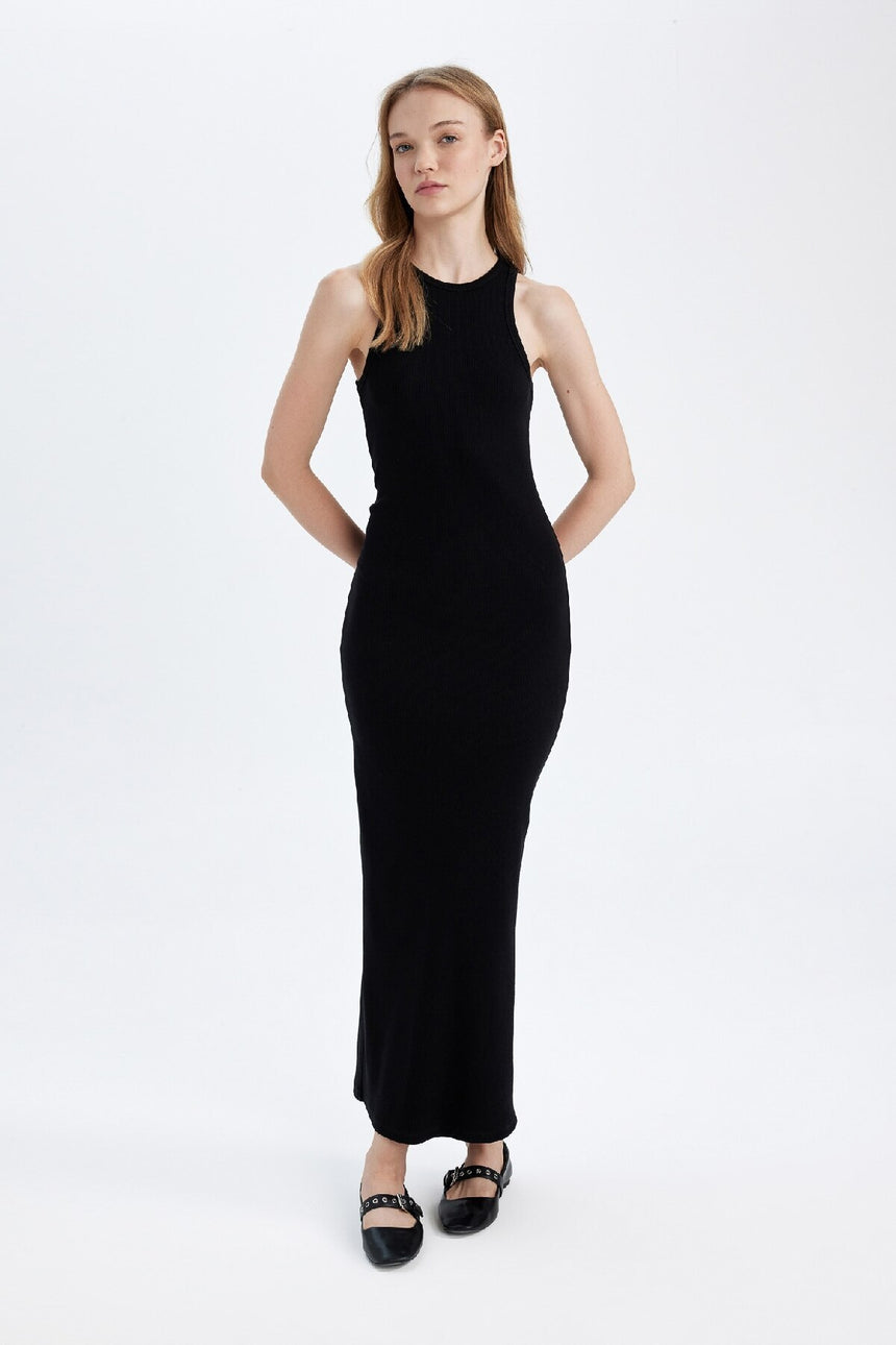 Defacto Kadın Short Sleeve Knitted Dress A4828Ax - Siyah