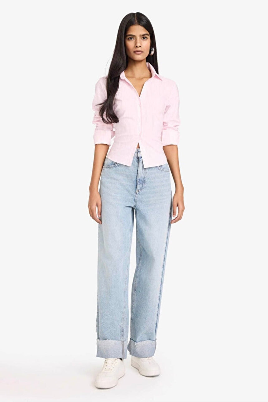 Defacto Kadın Woven Top D4013AX - Açık Pembe