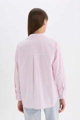 Defacto Kadın Long Sleeve Shirt D4512Ax - Pembe