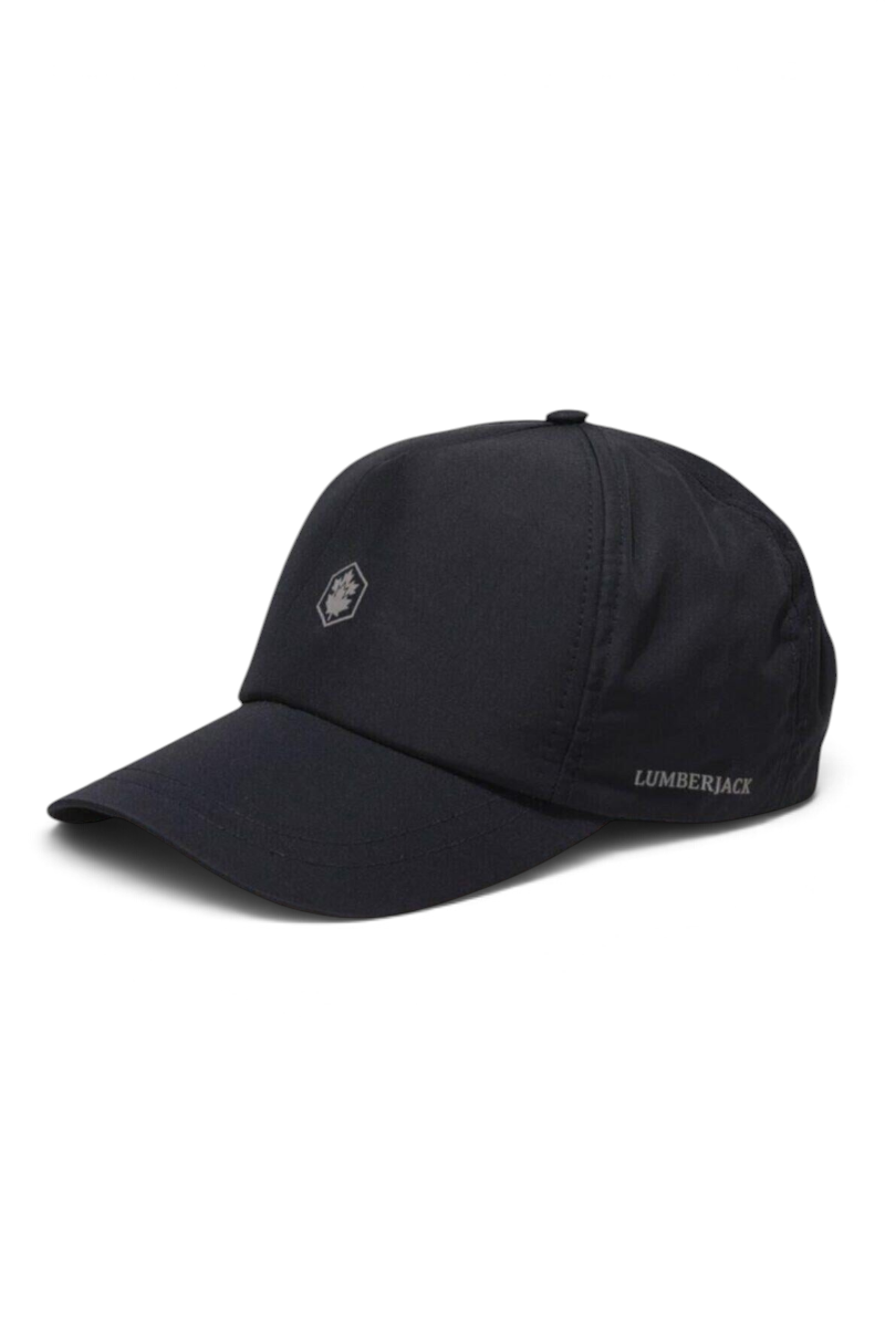 Sporline Lumberjack siyah renkli, %100 polyester malzemeden üretilmiş unisex beyzbol şapkası
