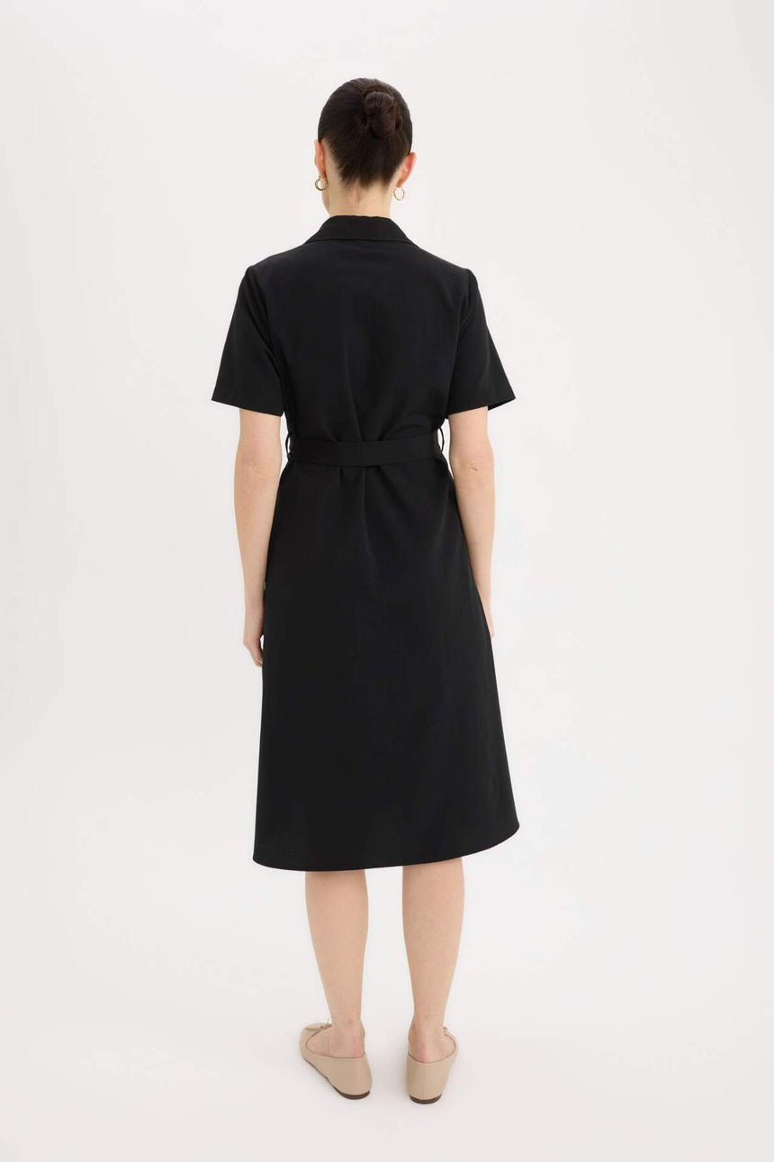 Defacto Kadın Short Sleeve Woven Dress E7114Ax - Siyah