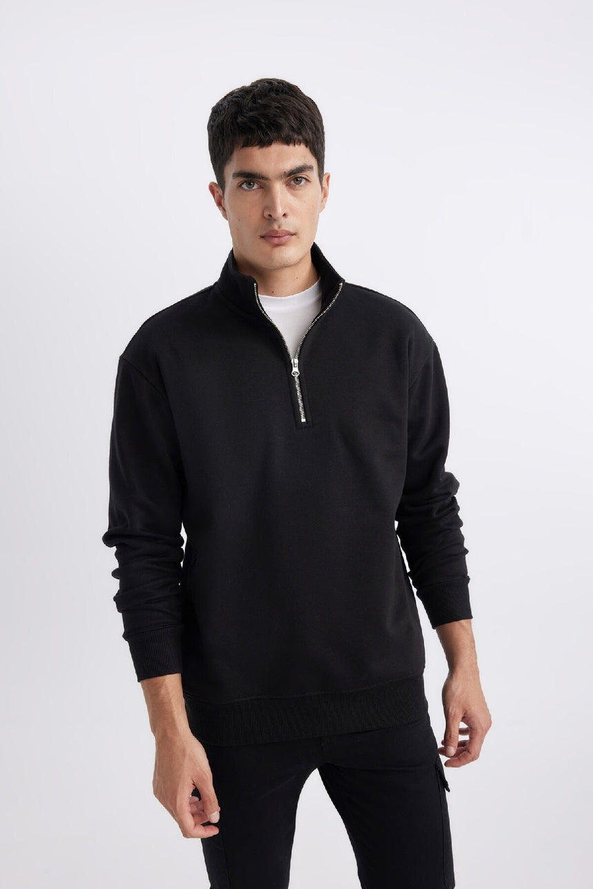 DeFacto Erkek Sweatshirt X7405AZ - Siyah