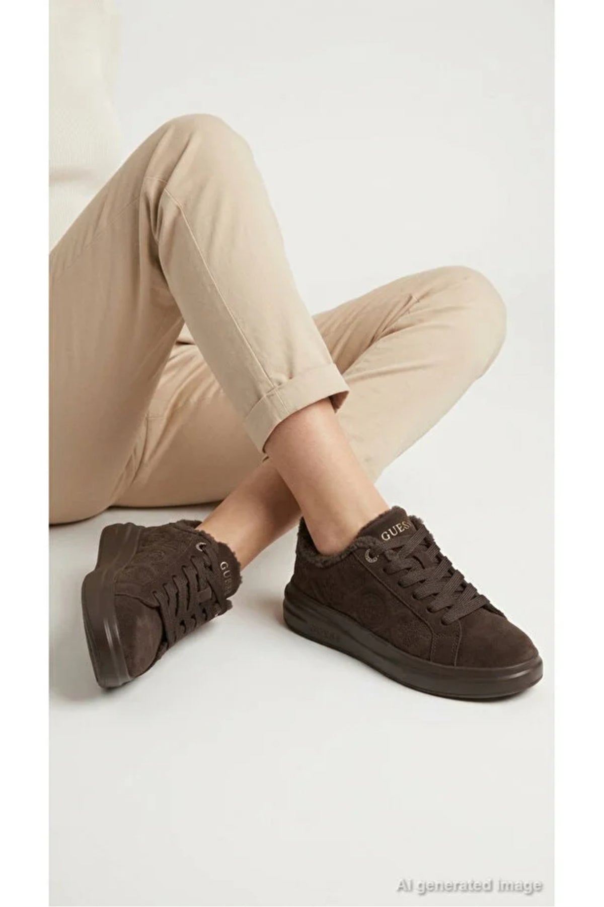 Guess Estrela Kadın Casual Ayakkabı FLFESTESU12 - Kahve