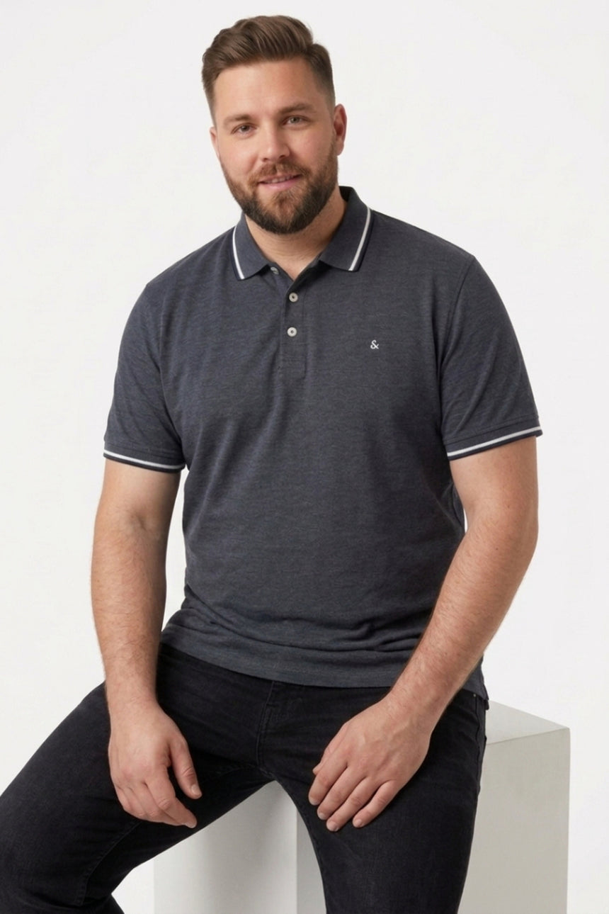 JACK&JONES PLUS JJEPAULOS POLO SS NOOS PLS 12143859 - Koyu Gri