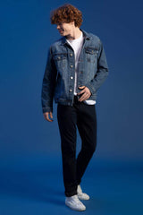 DeFacto W7086AZ Erkek Jean Pantolon - Mavi / Siyah