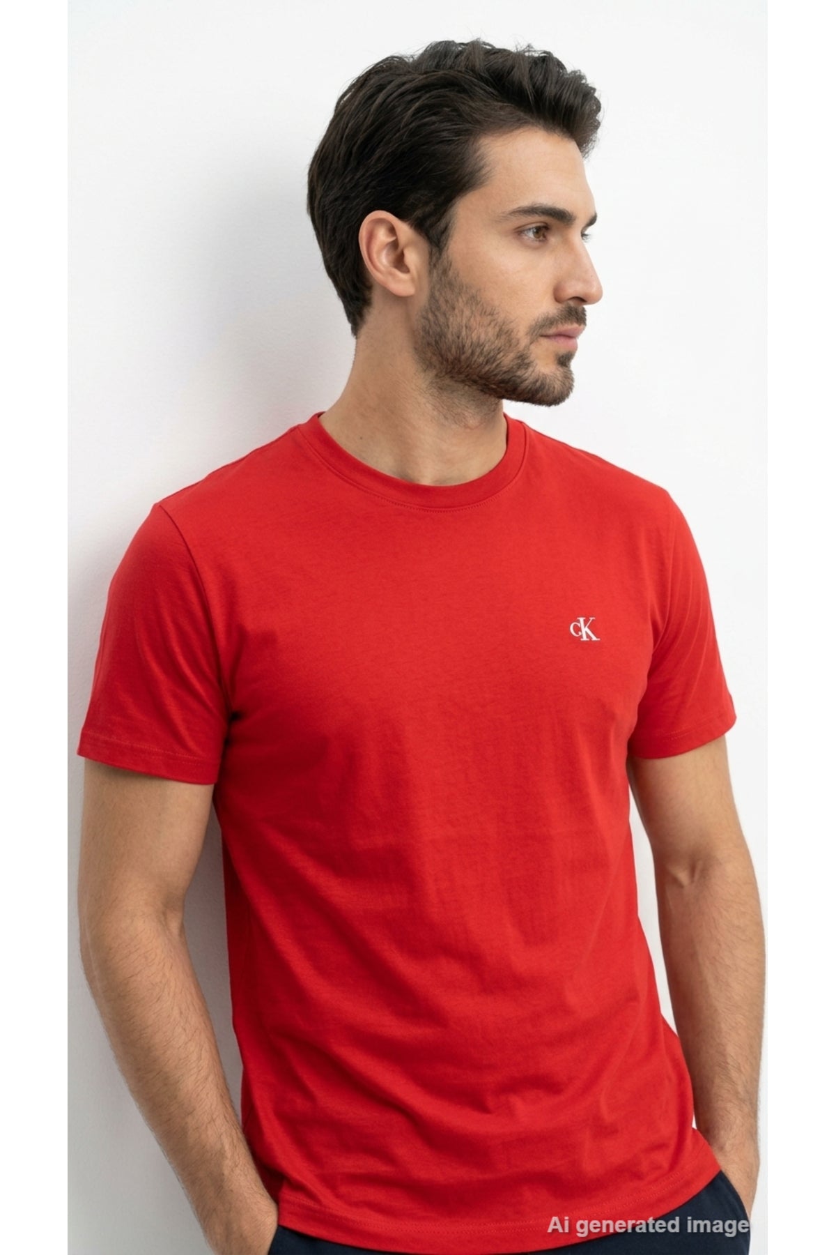 Calvin Klein Classic Monogram Erkek T-Shirt LV04RD254G - Kırmızı