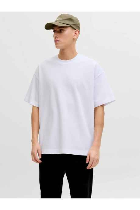 JACK&JONES JJEBARRON TEE SS O-NECK NOOS 12298906 - Beyaz