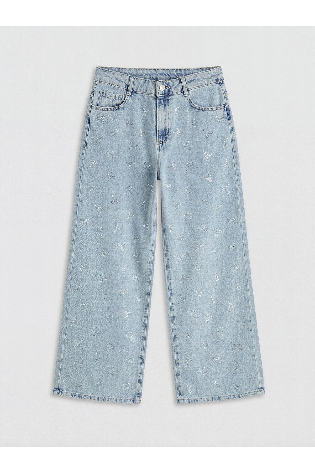 LC Waikiki Kız Çocuk Taşlı Wide Leg Jean Pantolon S6MP14M4 - Açık Mavi