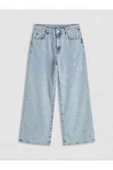 LC Waikiki Kız Çocuk Taşlı Wide Leg Jean Pantolon S6MP14M4 - Açık Mavi