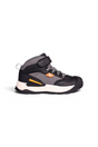 Sporline Vicco siyah çocuk bot, cırt cırtlı ve bağcıklı tasarıma sahip, turuncu detaylı dayanıklı kışlık ayakkabı.