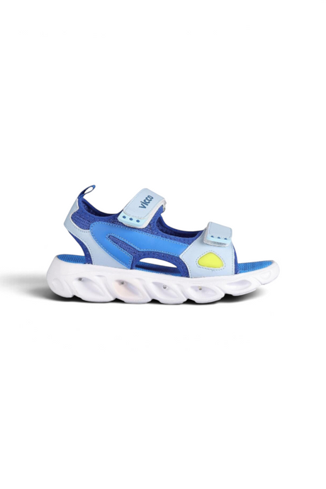 Sporline Vicco canlı mavi renkli, tekstil malzemeden üretilmiş, cırt cırtlı çocuk sandalet modeli