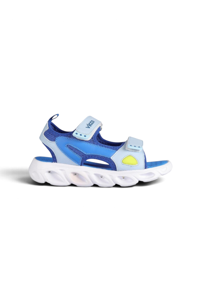 Sporline Vicco canlı mavi renkli, tekstil malzemeden üretilmiş, cırt cırtlı çocuk sandalet modeli