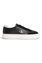 Sporline Calvin Klein siyah deri kadın sneaker, beyaz kalın tabanlı ve yan tarafta CK logolu günlük ayakkabı