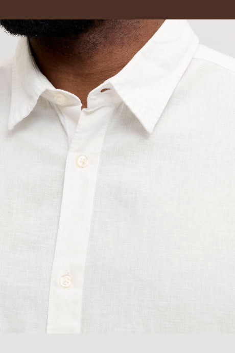 JACK&JONES JJEBREEZE LINEN BLEND SHIRT S/S SN PLS 12294285 - Beyaz