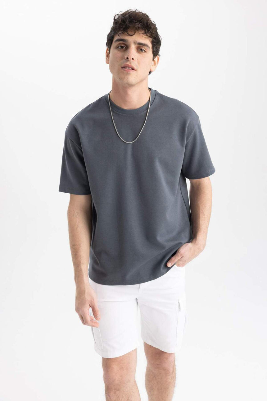 Defacto Erkek Short Sleeve T-Shirt X3926AZ - Antrasit