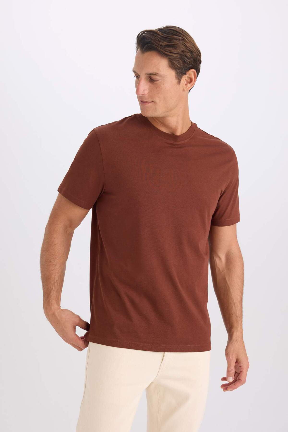 DeFacto Erkek T-Shirt V7699AZ - Kahverengi