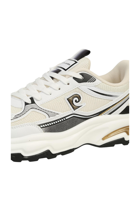 Sporline Pierre Cardin beyaz ve siyah detaylı suni deri erkek sneaker ayakkabı