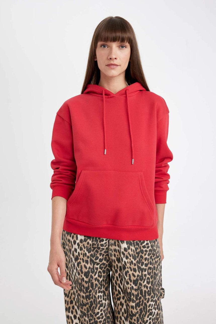 Defacto Kadın Sweat Shirt W1240Az - Kırmızı